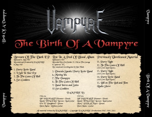 The back cover artwork from our new cd. Artwork again done by good ole' Gramie Dee.